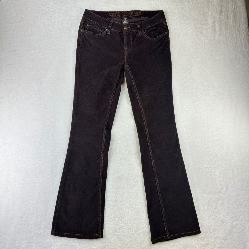 Squeeze Jeans Corduroy Womens 7/8 Slim Brown Y2K Western Flare Cotton‎ Spandex
